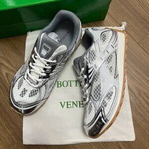 Bottega Veneta Orbit Mens Silver Sneakers
